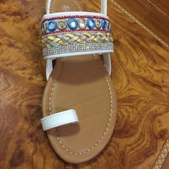 SIZE 10 Sling Back Toe Ring Boho Flats - Picture 3 of 8